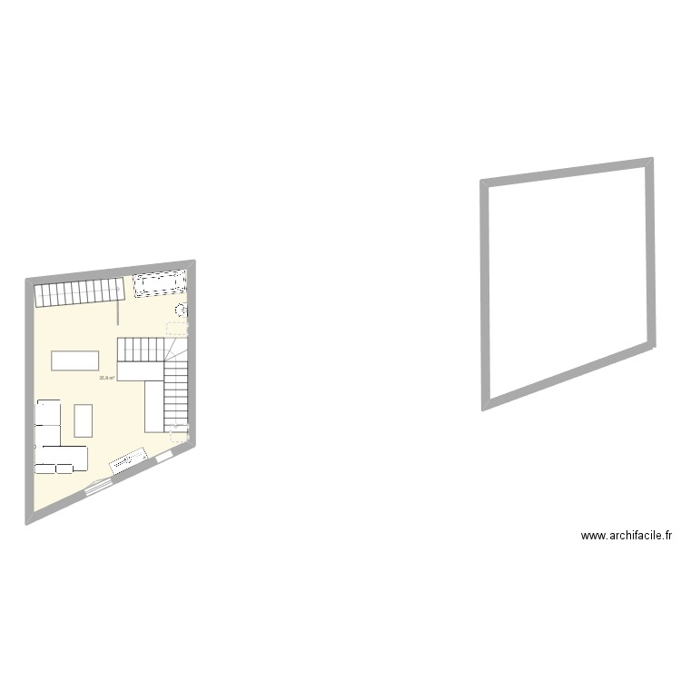 maison st gilles. Plan de 1 pièce et 36 m2