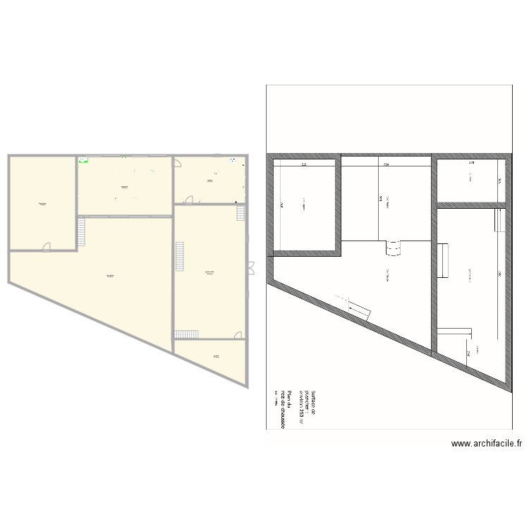 niveau rez de chaussé. Plan de 0 pièce et 0 m2