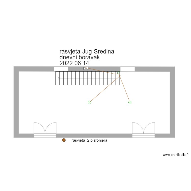 plan-Rasvjeta-Jug-Sredina. Plan de 1 pièce et 37 m2
