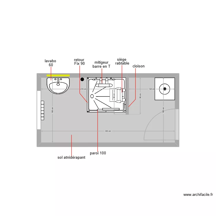 DAVIAU. Plan de 1 pièce et 6 m²