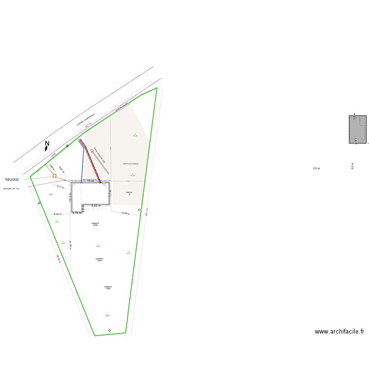 ASSAINISSEMENT. Plan de 1 pièce et 100 m2