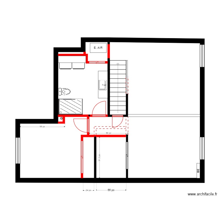 Line Girard 2. Plan de 1 pièce et 65 m2