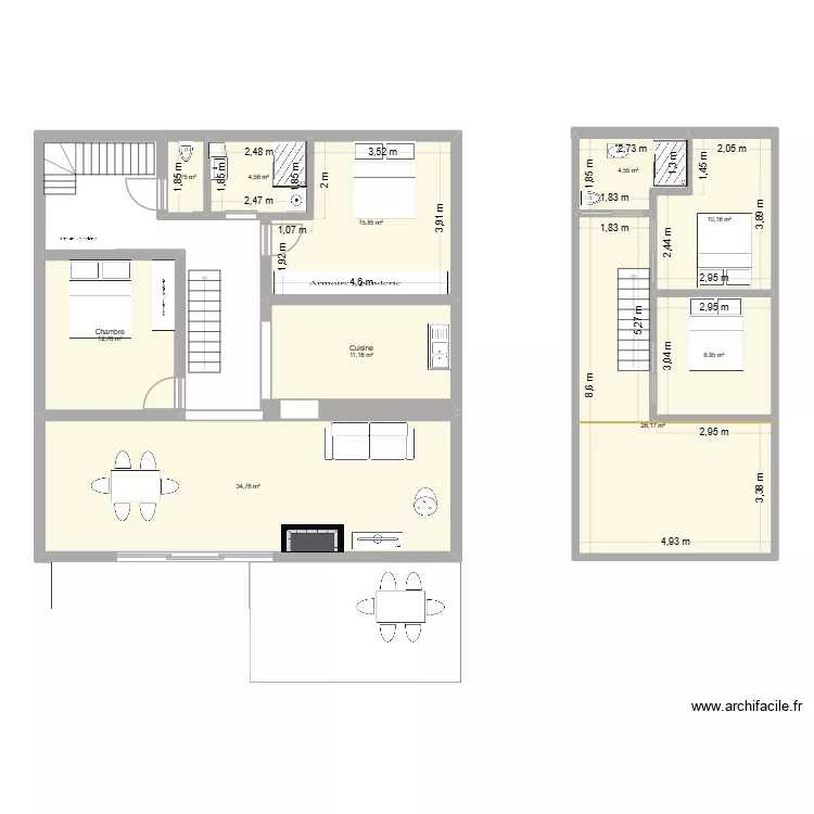 perso. Plan de 10 pièces et 131 m²