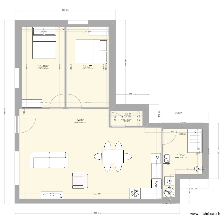 Appartement grange v2. Plan de 5 pièces et 105 m2