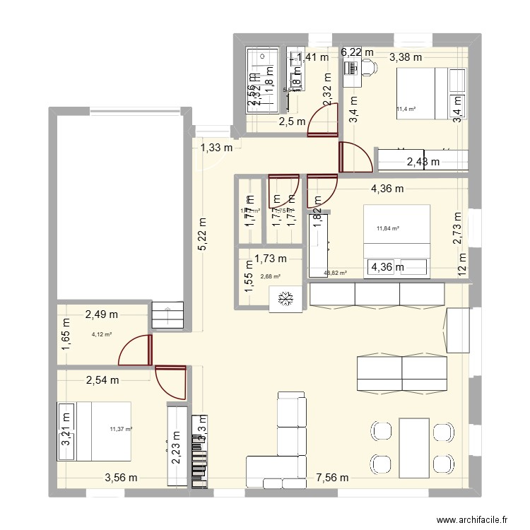 maison 4. Plan de 9 pièces et 138 m2
