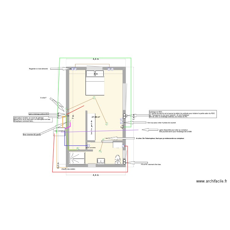 11 mars ETAGE. Plan de 1 pièce et 28 m2