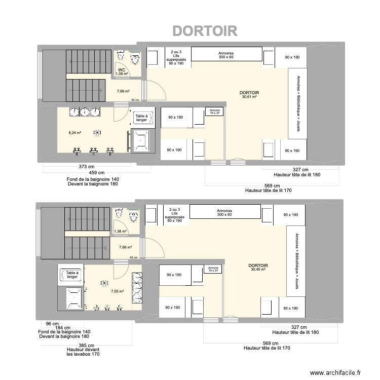 DORTOIR DÉFINITIF. Plan de 0 pièce et 0 m2