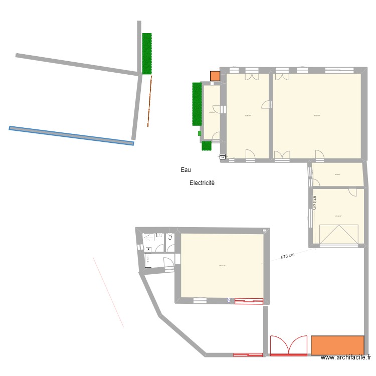 vue enseble maison grange. Plan de 6 pièces et 236 m2
