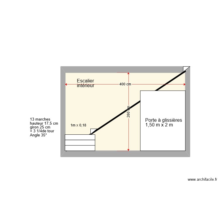 etude escalier aux combles. Plan de 0 pièce et 0 m2