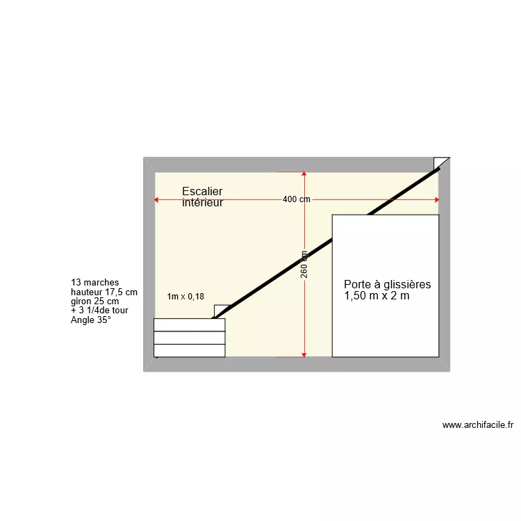 etude escalier aux combles. Plan de 