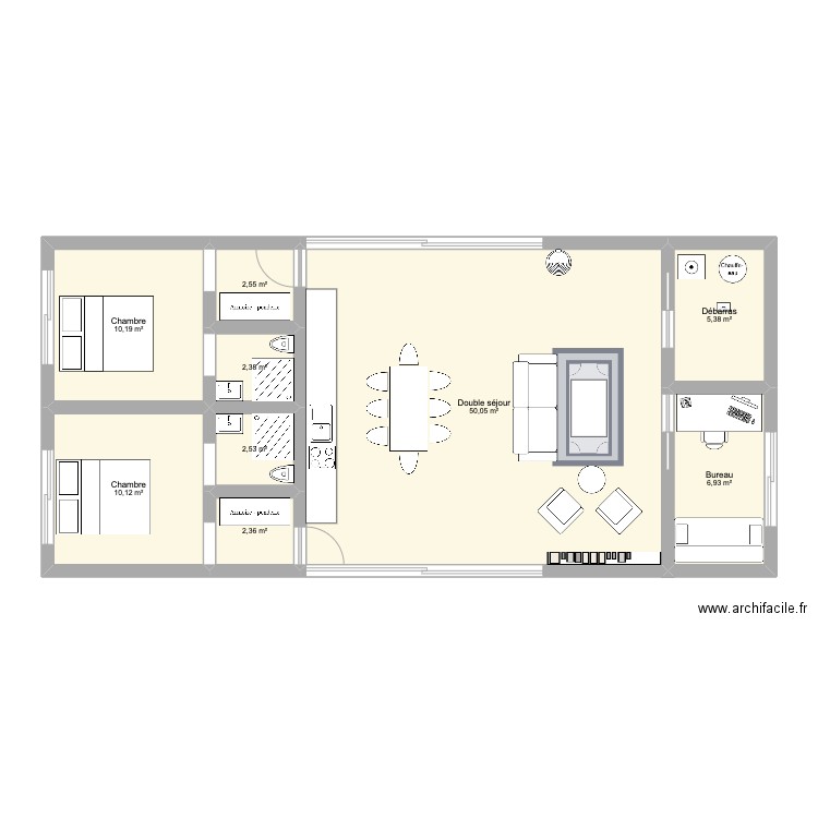 longère 90m2. Plan de 0 pièce et 0 m2