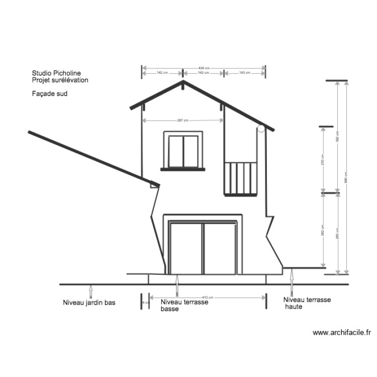 Studio Picholine Projet sur&eacute;l&eacute;vation Fa&ccedil;ade Sud. Plan de 0 pièce et 0 m2