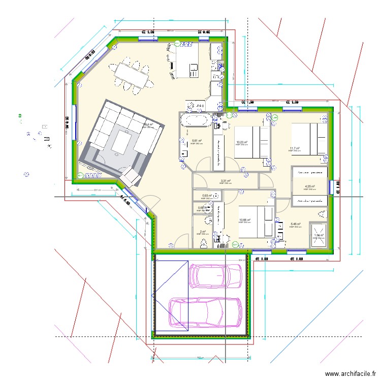 Muller meublé PC et RJ45. Plan de 0 pièce et 0 m2