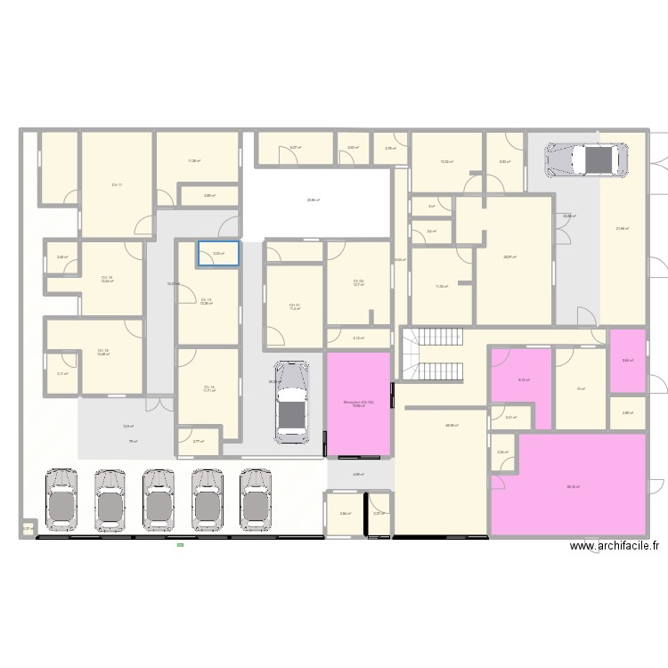 Plan V3. Plan de 46 pièces et 552 m2