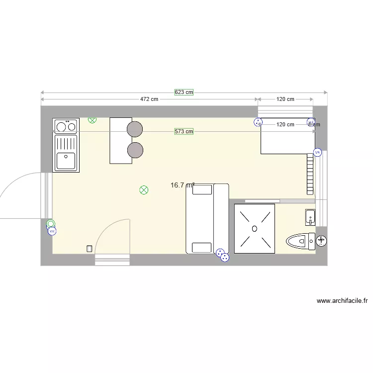 Chambre 2. Plan de 