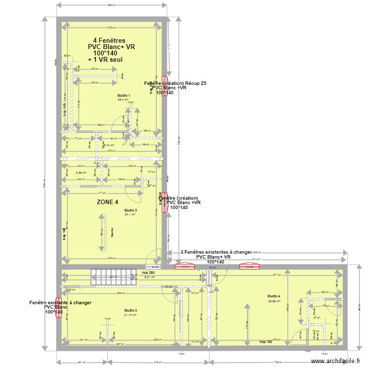 studios etage menuiserie ZONE 4  . Plan de 0 pièce et 0 m2