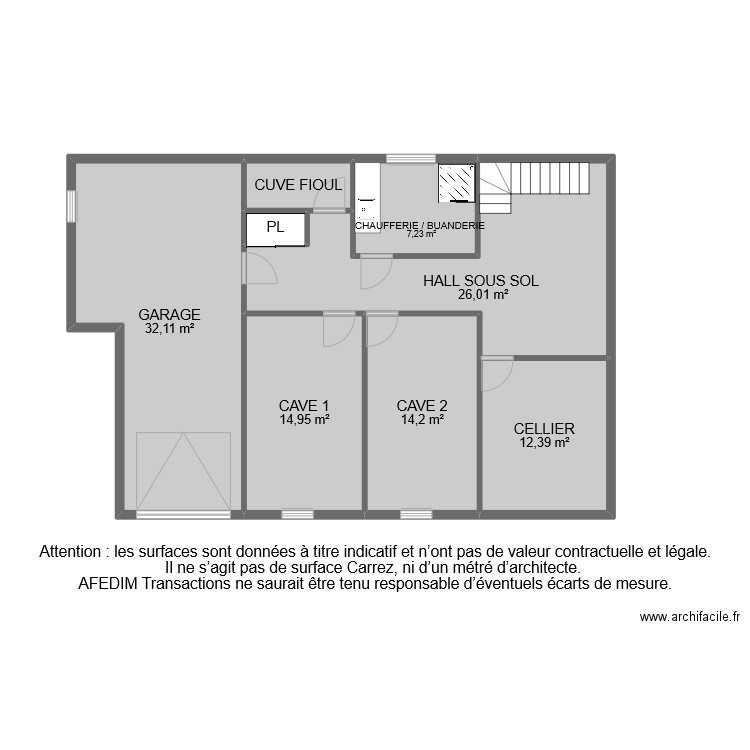 BI 10117 SOUS SOL. Plan de 8 pièces et 111 m2