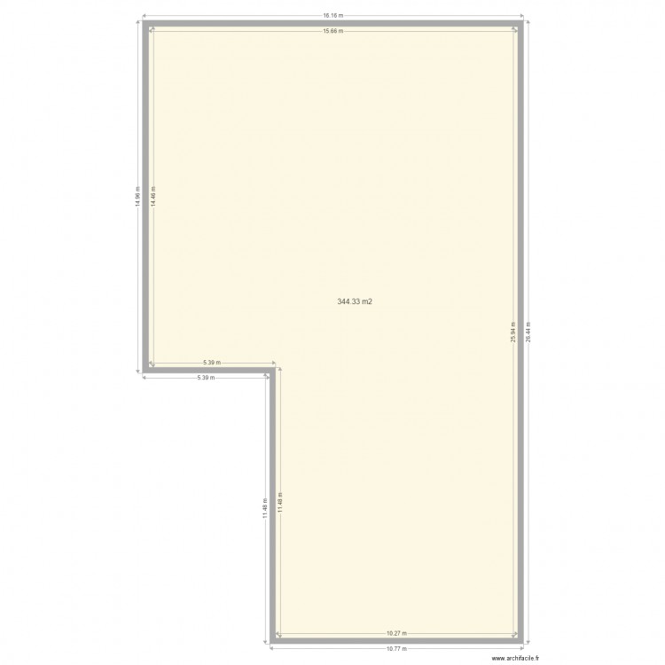 cour pour places de parking a creer . Plan de 1 pièce et 344 m2