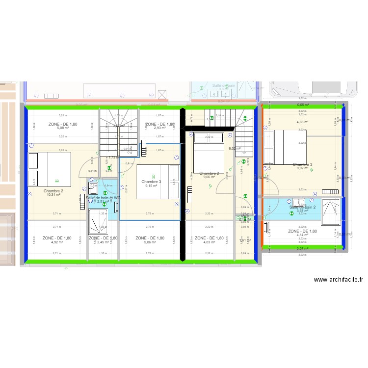 LOGEMENT SAJC RDC. Plan de 47 pièces et 208 m2