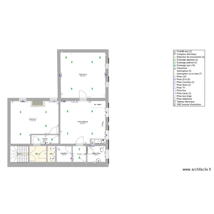 Pharmacie ST Christoly Appartement gauche étage 1 plan éléctricité 10022021. Plan de 0 pièce et 0 m2