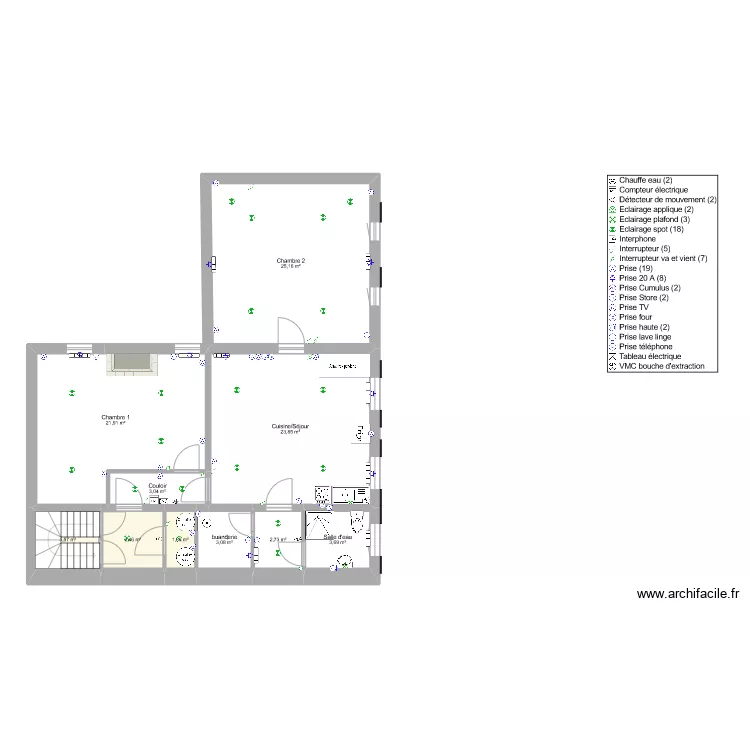 Pharmacie ST Christoly Appartement gauche &eacute;tage 1 plan &eacute;l&eacute;ctricit&eacute; 10022021. Plan de 
