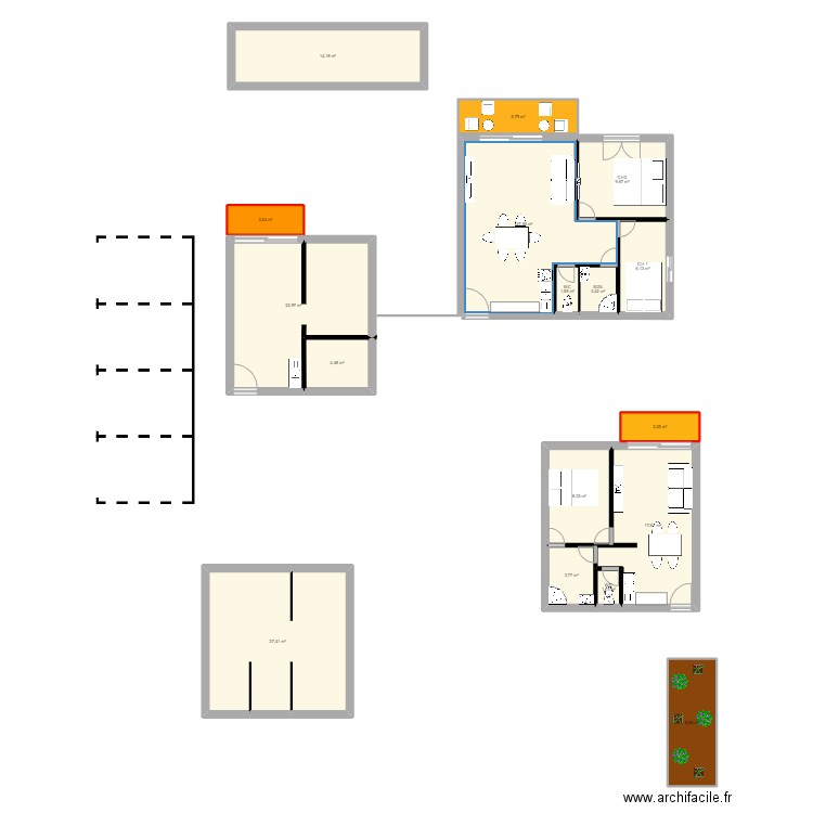 LAPLACE. Plan de 17 pièces et 169 m2