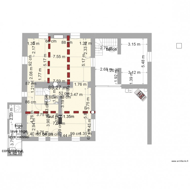 rdc modifié variante douche 2 vue ensemble. Plan de 0 pièce et 0 m2
