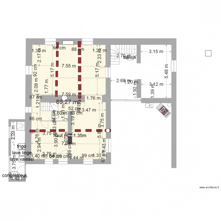 rdc modifié variante douche 2 vue ensemble. Plan de 0 pièce et 0 m2