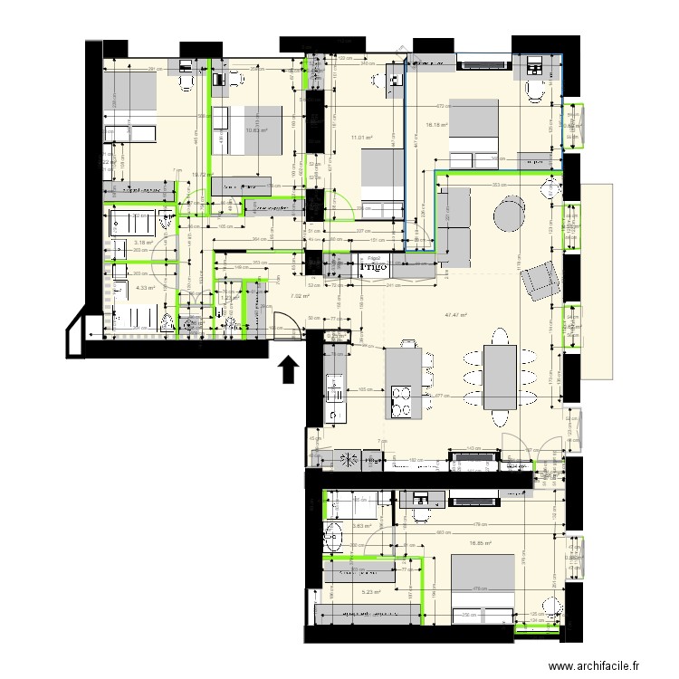 29 crs FR v19. Plan de 25 pièces et 153 m2