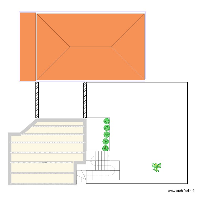 carport_escalier_Parallel_mur 2. Plan de 6 pièces et 38 m2
