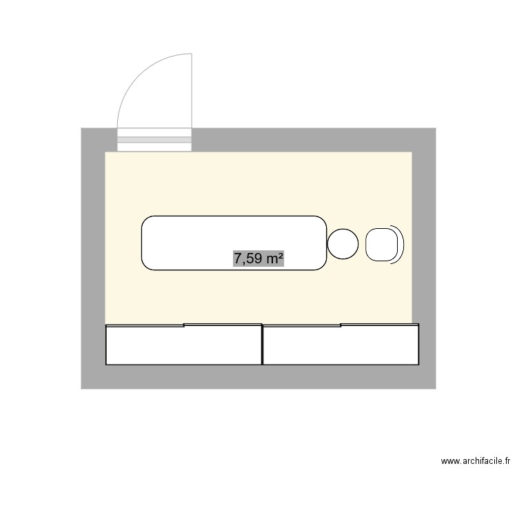 piece. Plan de 1 pièce et 8 m2