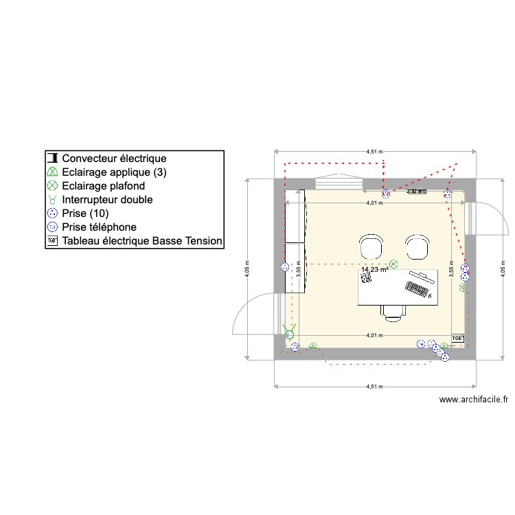 PLAN BUREAU JRB. Plan de 1 pièce et 14 m2