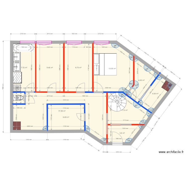 Plan RDC Appart Hotel PROJET 3 seb. Plan de 0 pièce et 0 m2