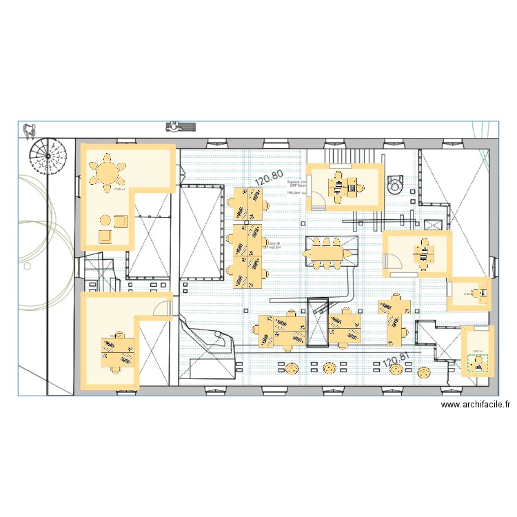 Premier étage Minoterie (coworking). Plan de 6 pièces et 53 m2