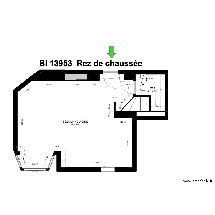 BI 13953. Plan de 25 pièces et 119 m2
