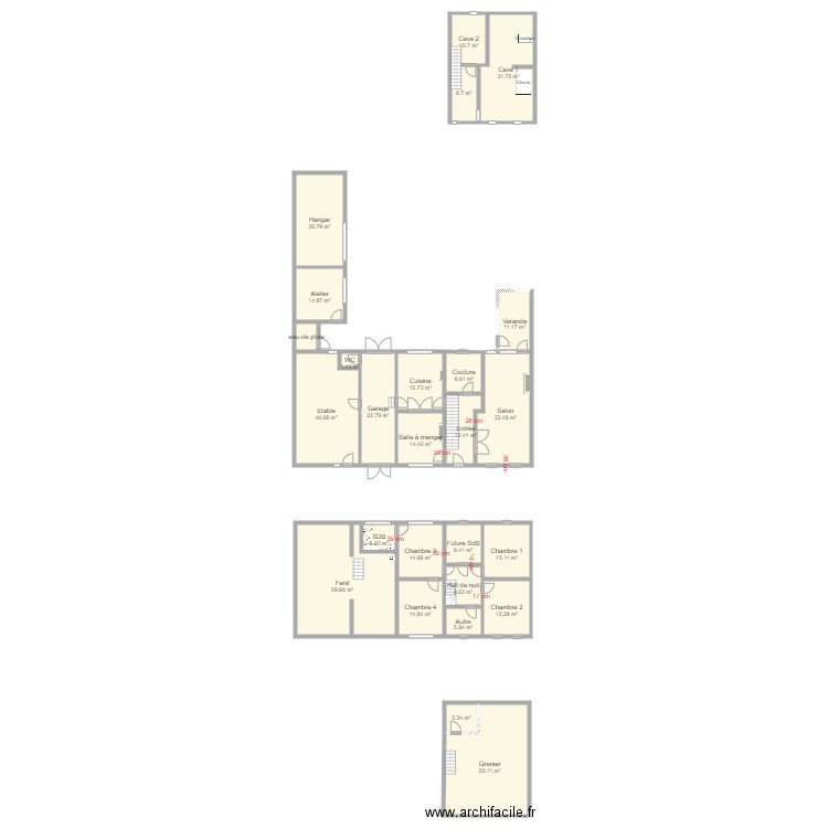 Maison Murs Dimensions. Plan de 0 pièce et 0 m2