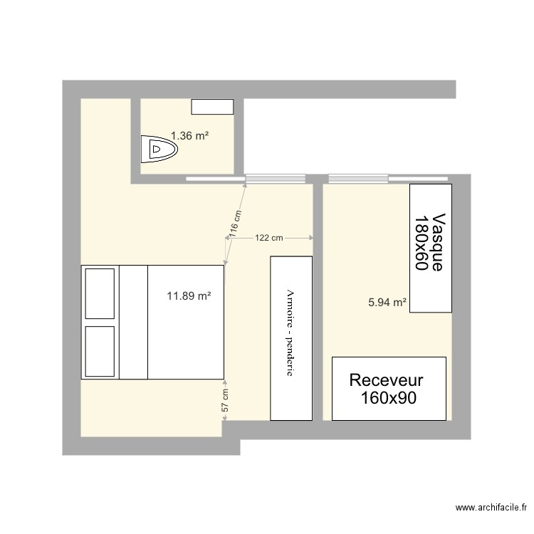 RDC Chambre WC SdB 3. Plan de 0 pièce et 0 m2