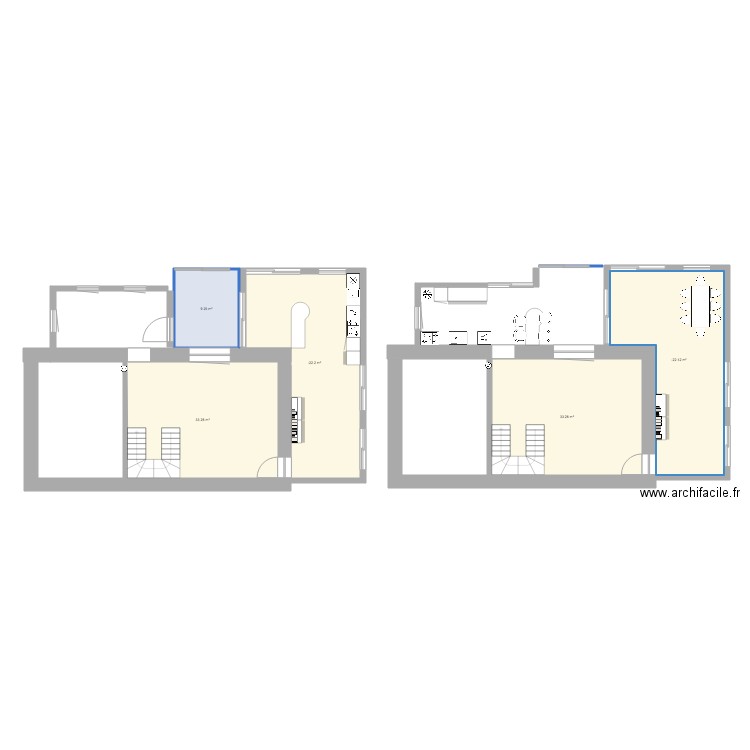 cuisine et salle et agrd. Plan de 0 pièce et 0 m2