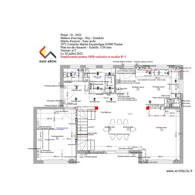 projet Hey emplacement Heb verticaux / escalier R+1. Plan de 0 pièce et 0 m2