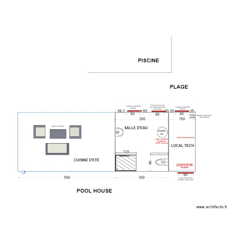 Menuiserie pool house. Plan de 0 pièce et 0 m2