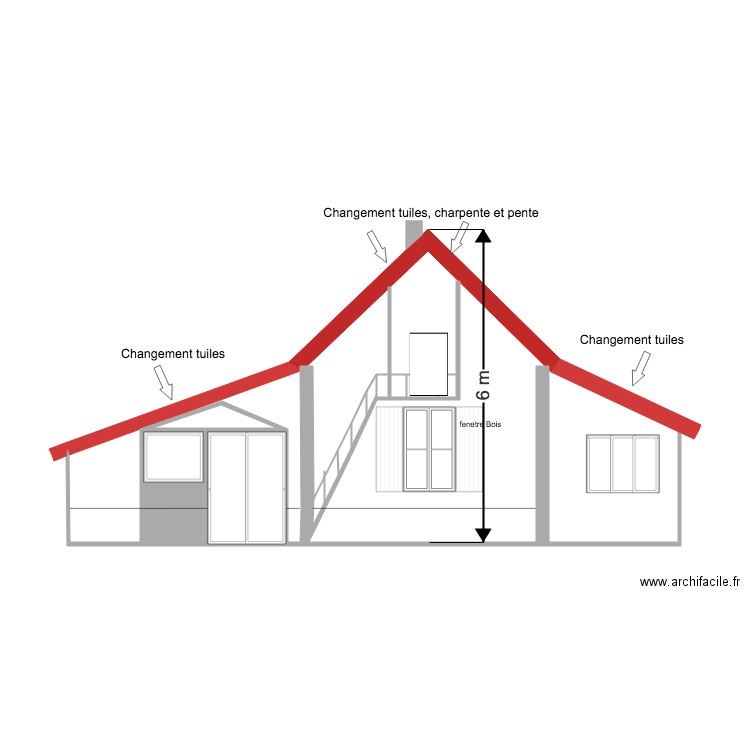 DP4 Facade nord apres travaux. Plan de 0 pièce et 0 m2