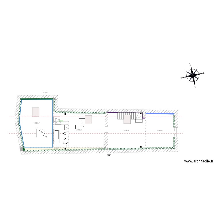 Plan combles baignoire ferme. Plan de 0 pièce et 0 m2