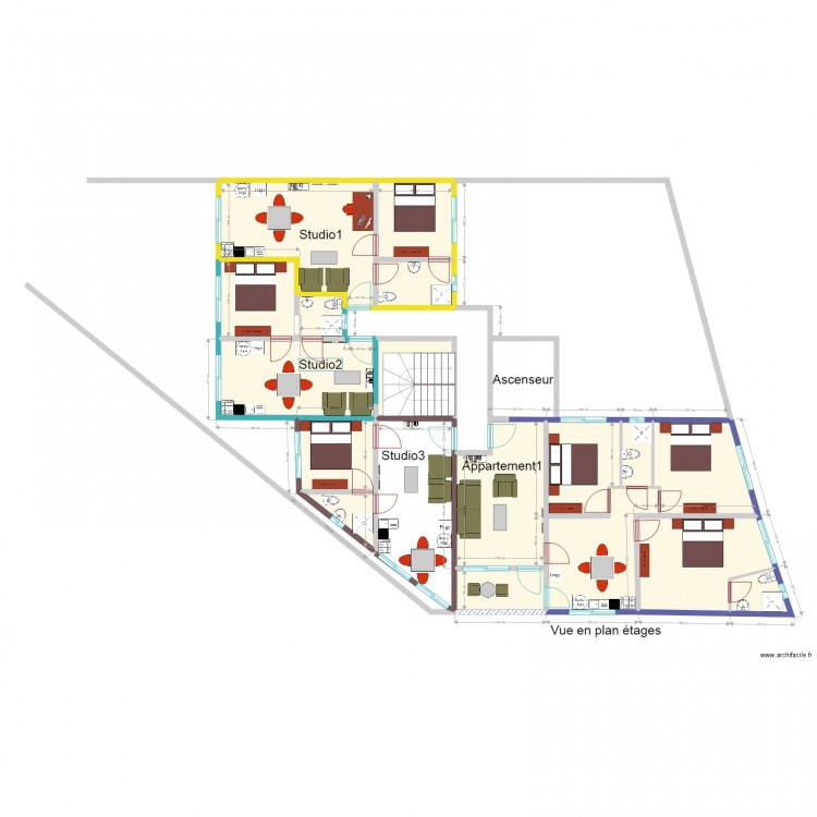 Charles appartments etages2. Plan de 16 pièces et 159 m2