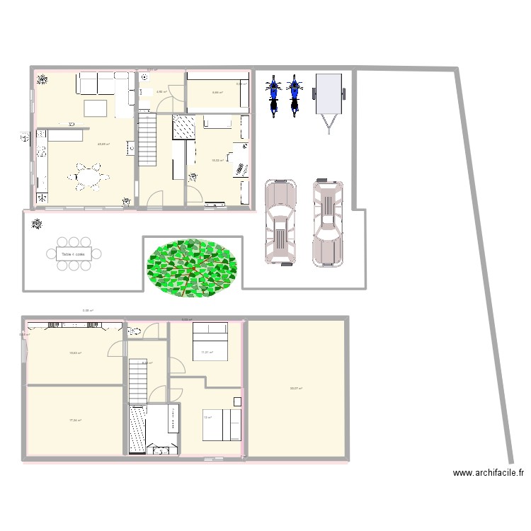 depots. Plan de 17 pièces et 172 m2