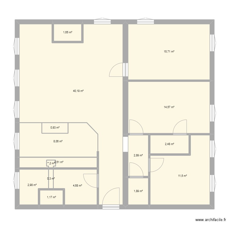 Burdeau E3. Plan de 16 pièces et 112 m2