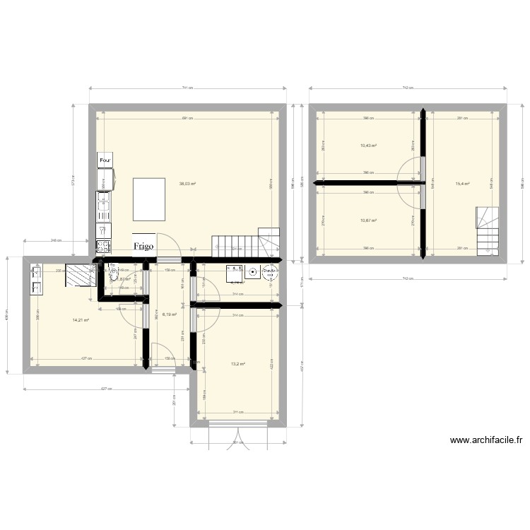 plan avec etage 110 - Plan dessiné par duma