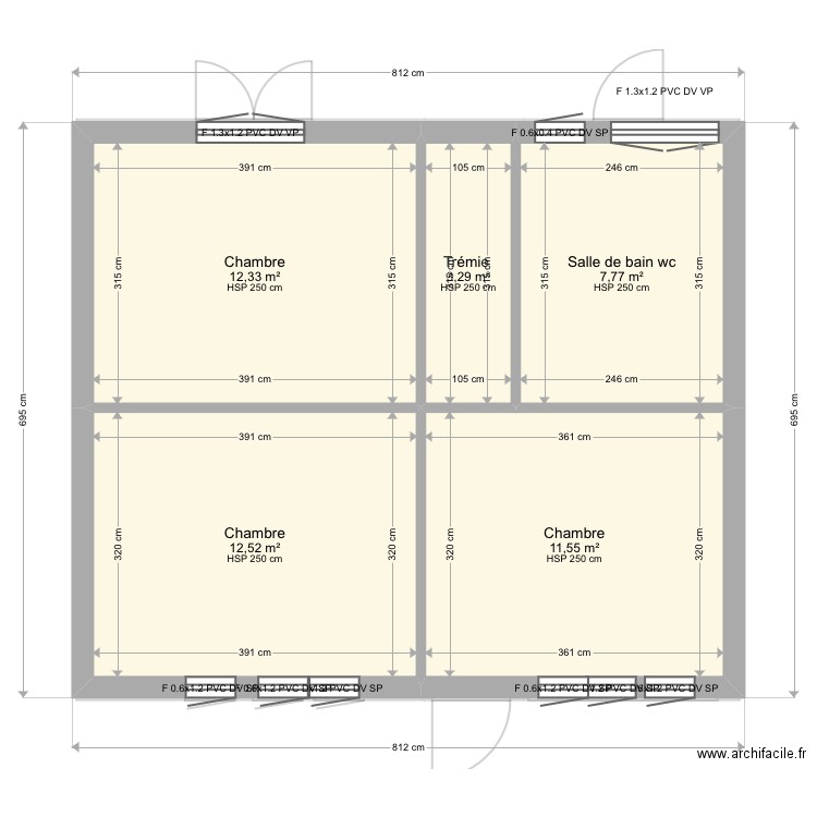 Sauveur. Plan de 10 pièces et 95 m2