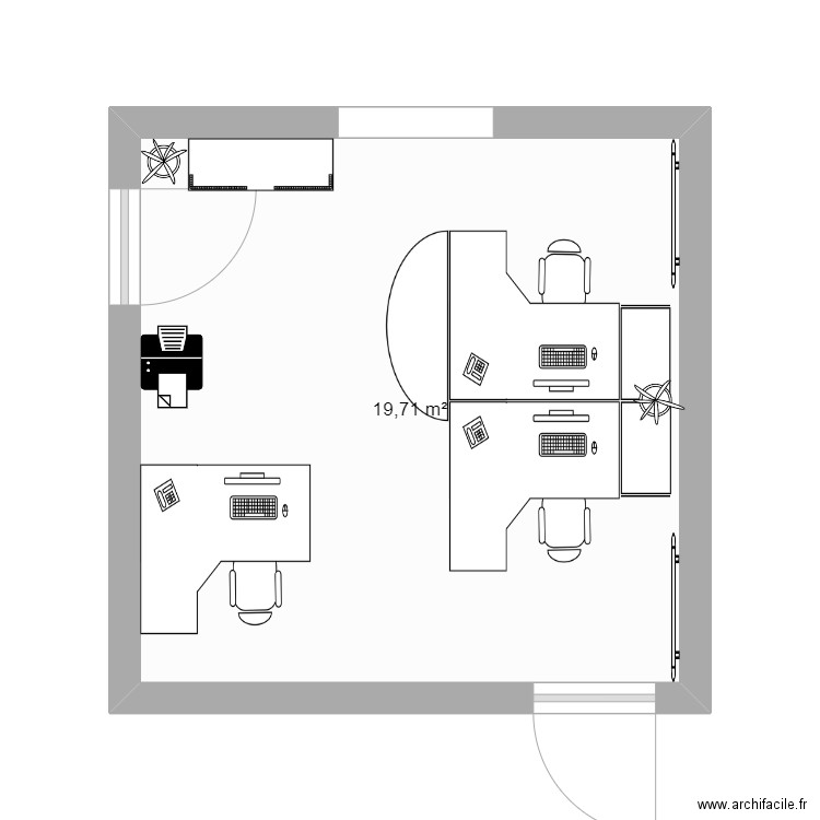 secrétariat. Plan de 1 pièce et 20 m2