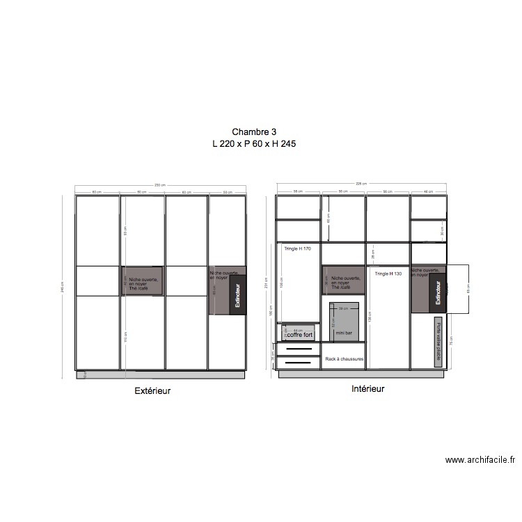 Placard Chambre 3. Plan de 0 pièce et 0 m2