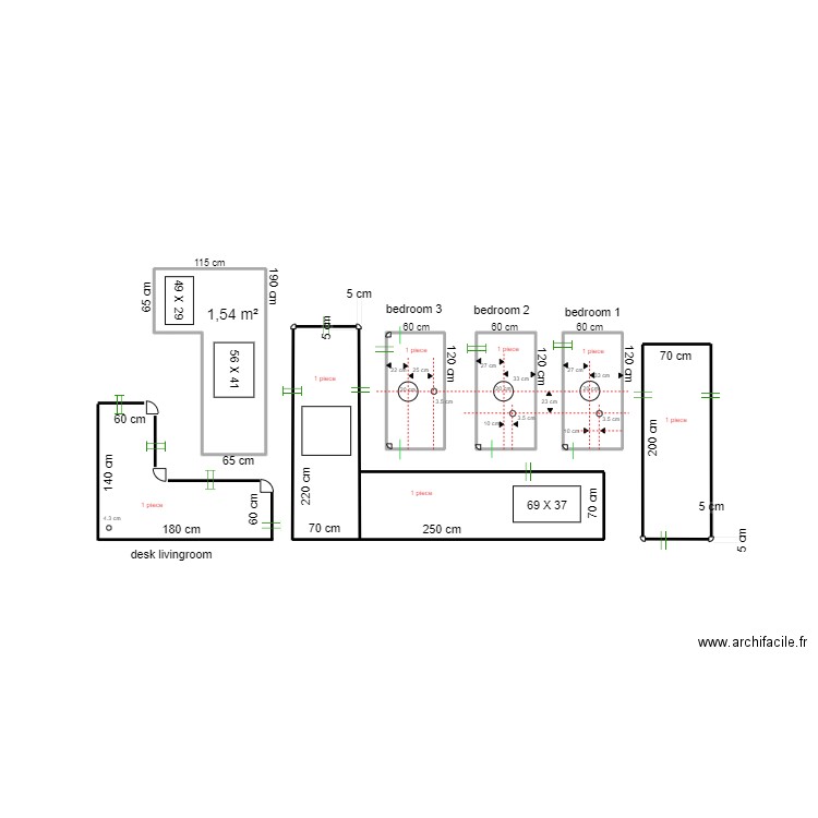 permsub granit counters. Plan de 4 pièces et 4 m2